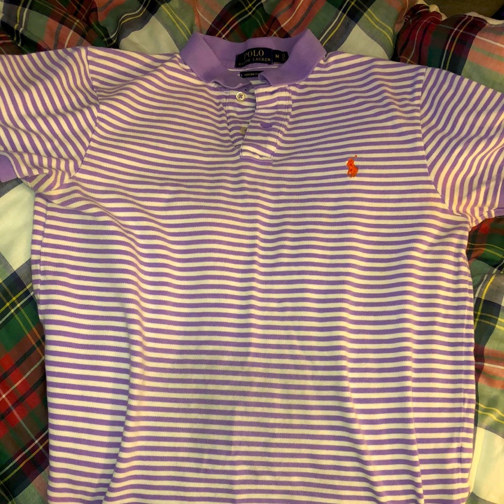 Purple&White Striped Polo Orange Horse
